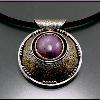 necklace: Sterling Silver, Fine Silver, 24K Gold, Ruby, Neoprene cord