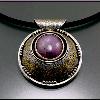 necklace: Sterling Silver, Fine Silver, 24K Gold, Ruby, Neoprene cord