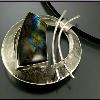necklace: Sterling Silver, Labradorite, Neoprene cord