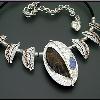Necklace: Sterling Silver, Copper, Pietersite, Opal doublet, Neoprene cord