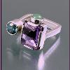 ring: Sterling Silver, Amethyst, Zircon, Jade